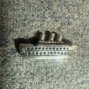 Vintage Sterling Silver 925 Ship boat cruise titanic charm no loop‎